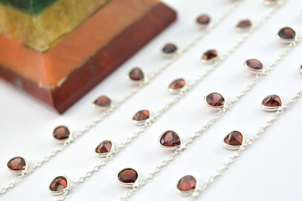 Beautiful 925 Sterling Silver Gold Garnet Chain - ROS2-6444