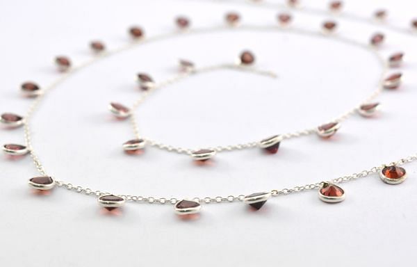 Beautiful 925 Sterling Silver Gold Garnet Chain - ROS2-6444