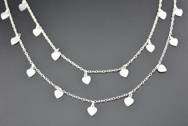 Wonderful 925 Sterling Silver Gold Heart Shape Dangling Tag Chain in 5.00 x 5.00 mm Size - ROS2-6454  