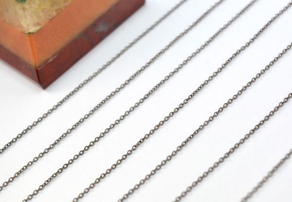 Handmade 925 Sterling Silver Black Rhodium Chain - Anchor in shape(0.60x0.90 mm), ROS2-6460  