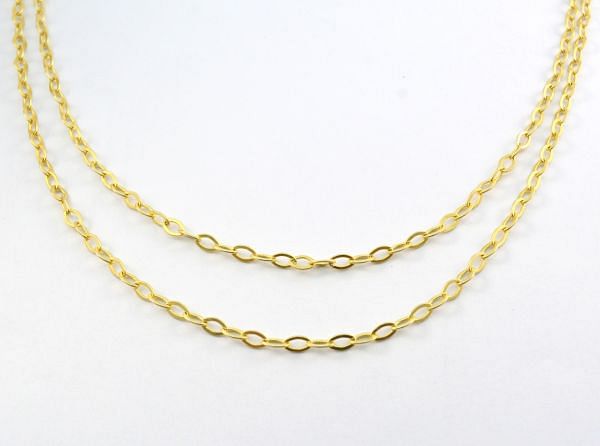 925 Sterling Silver Gold  Anchor Shape Chain - 3.20x5.50 mm, Sold By Foot, ROS2-6466  