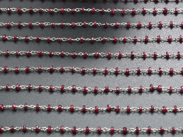  Handmade 14k Solid White Gold Rosary Chain in AAA Quality , 2.50mm Size -  SGGRC-007, Sold By 1 Inch.