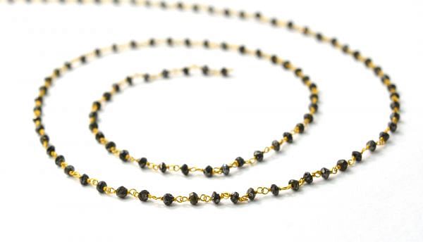 14k Solid Gold Rosary Chain With AA Quality in Roundel Shape  - SGGRC-018, Sold By 1 Inch.