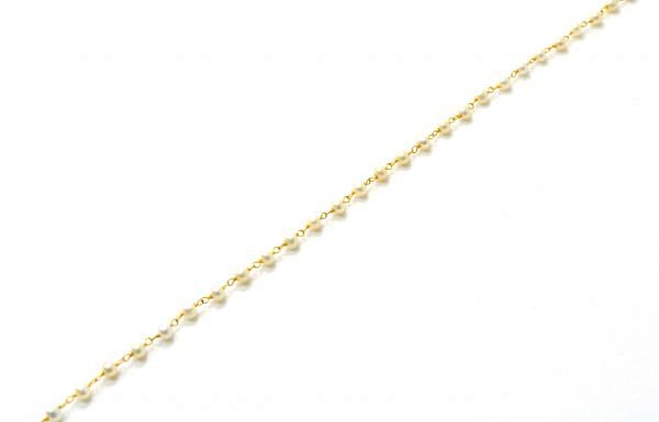  18k Solid Gold Rosary Chain With Natural Pearl Stone - 3.00 mm Size  - SGGRC-028, Sold By 1 Inch.