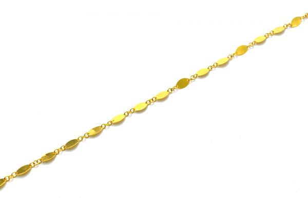 18K Solid Yellow Gold Splendid Plain Chain, Shiny Finish 8x4MM Flat Marquise Chain.Sold by 17 cm, SGGRC-030.