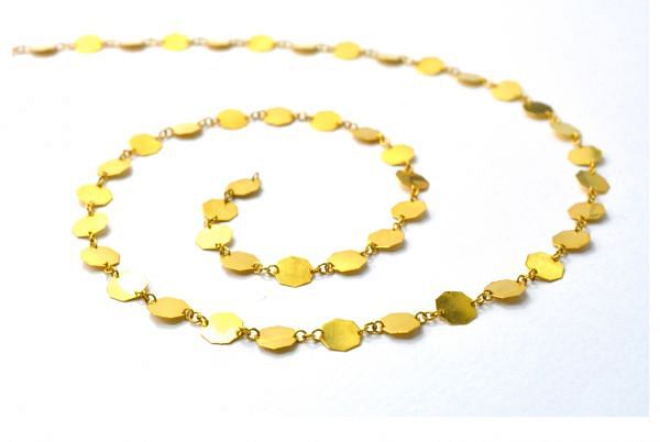 Lovely  18k Solid Gold plain Chain With Shiny Finish in 7mm Size- SGGRC-034, Sold by 17 cm.