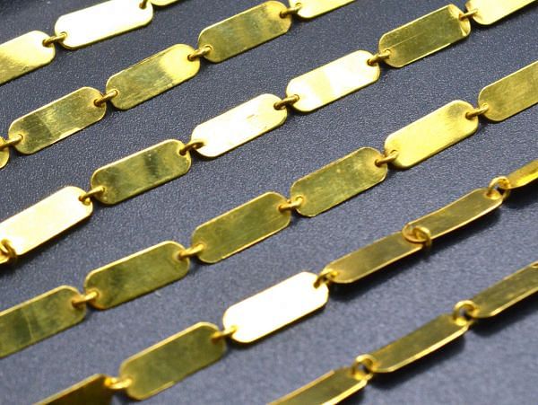  Marvellous  18k Solid Gold plain Chain in Rectangle shape - 12X4mm,  SGGRC-038, Sold by 17 cm.