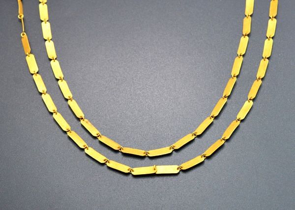  Lovely  18k Solid Gold plain Chain With 12X4mm ,SGGRC-039, Sold by 17 cm.