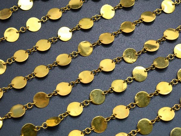  Beautiful 18k Solid Gold plain Chain in Shiny Finish- 6mm ,  SGGRC-040, Sold by 17 cm.