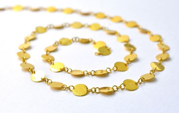  Beautiful 18k Solid Gold plain Chain in Shiny Finish- 6mm ,  SGGRC-040, Sold by 17 cm.