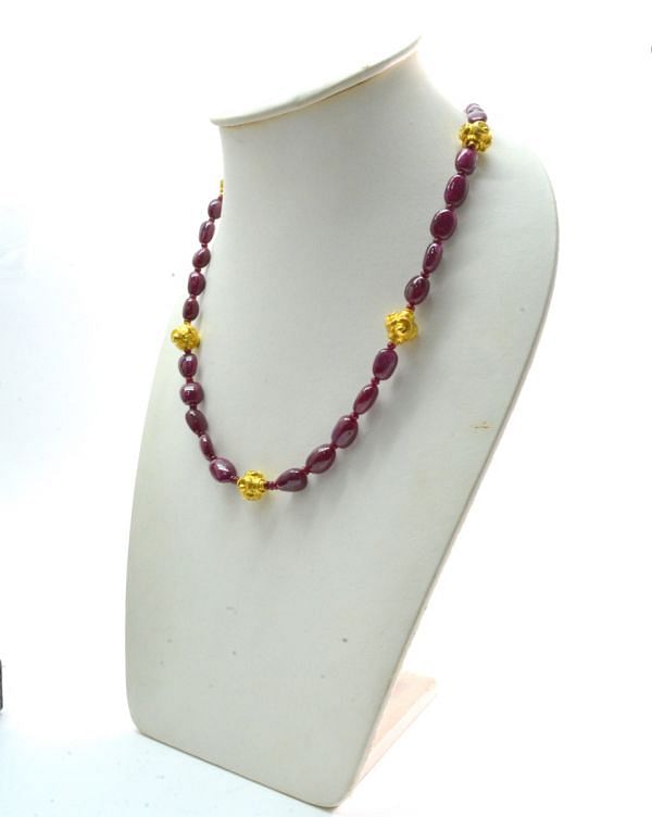   Stunning   18k Solid Gold Necklace With Natural Tanzanite Stone - 12X14mm Size - SGGRC-054