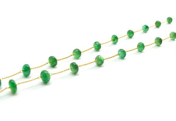   Splendid 18k Solid Gold Necklace in 5.60- 9mm - Emerald Stone - SGGRC-058