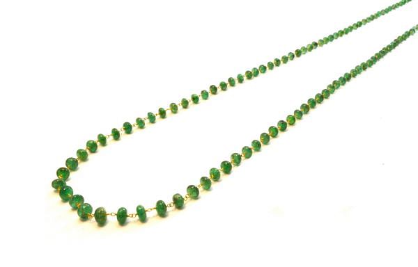Amazingly  18k Solid Gold Necklace With Natural Emerald Stone - 4-6 mm Size - SGGRC-060