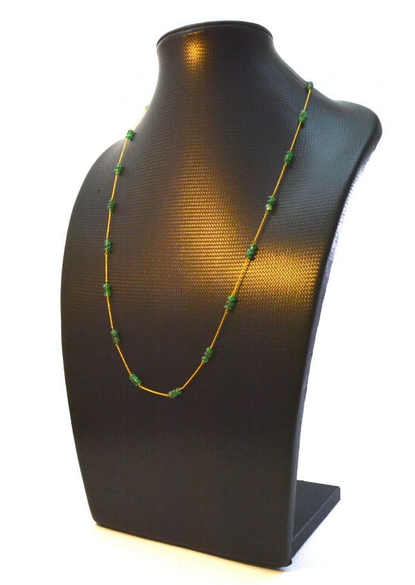   18k Solid Gold Necklace in 4.50 mm Size With Emerald Stone - SGGRC-065