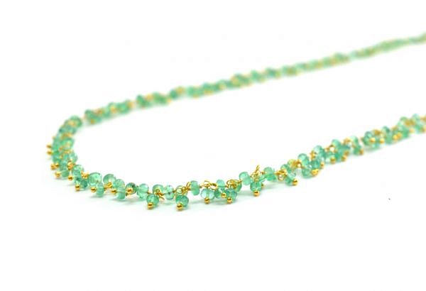   18k Solid Gold Necklace With Natural Emerald Stone - 2.50mm  Size - SGGRC-066