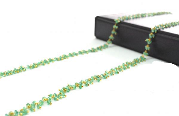   18k Solid Gold Necklace With Natural Emerald Stone - 2.50mm  Size - SGGRC-066
