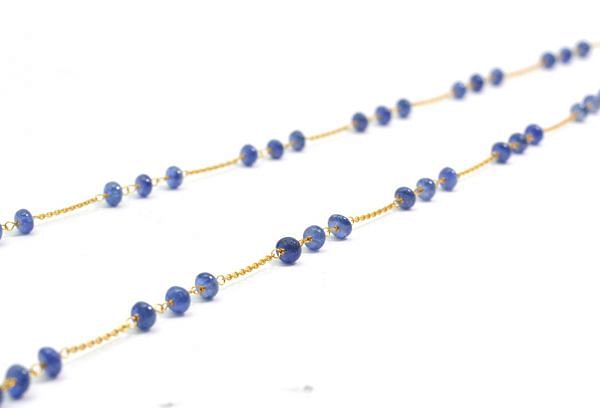 Amazingly  18k Solid Gold Necklace With Natural Sapphire Stone - 3.50mm Size - SGGRC-071