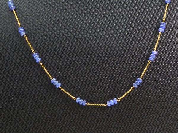 Stunning  18k Solid Gold Necklace in 3.50mm - Natural Sapphire Stone  - SGGRC-072