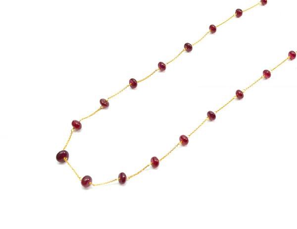 Beautiful 18k Solid Gold Necklace With Natural Ruby Stone - 4-5.50mm Size - SGGRC-075