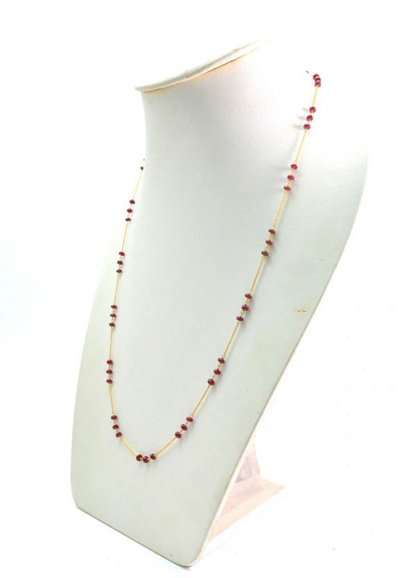 Magnificent  18k Solid Gold Necklace With AAA Quality Ruby Stone,  4mm Size - SGGRC-076