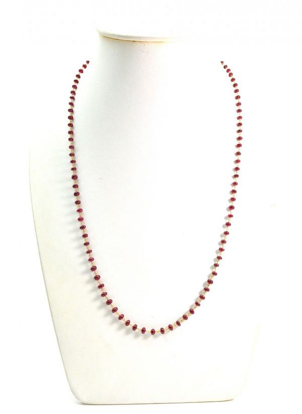   18k Solid Gold Necklace With Natural Ruby Stone, 4-5 mm Size - SGGRC-077