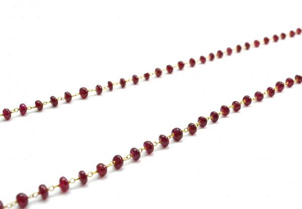  18k Solid Gold Necklace With Natural Ruby Stone, 4-5 mm Size - SGGRC-077