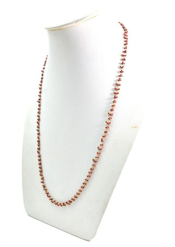   18k Solid Gold Necklace Studded With Natural Ruby Stone - 3mm Size - SGGRC-079