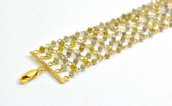 18K Solid Yellow Gold, Lovely Wire Wrapped Bracelet with AAA Quality Natural Diamond Stones. Roundel -2.50mm Sold by 1Pc, SGGRC-089