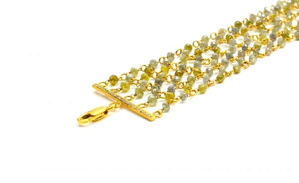 18K Solid Yellow Gold, Lovely Wire Wrapped Bracelet with AAA Quality Natural Diamond Stones. Roundel -2.50mm Sold by 1Pc, SGGRC-089