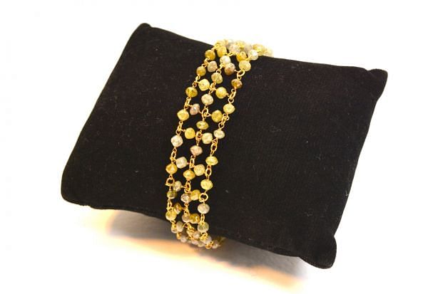 18K Solid Yellow Gold, Beautiful Wire Wrapped Bracelet with AAA Quality Natural Diamond Stones. Roundel -3.00mm Sold by 1 Pc, SGGRC-090