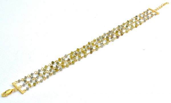18K Solid Yellow Gold, Beautiful Wire Wrapped Bracelet with AAA Quality Natural Diamond Stones. Roundel -3.00mm Sold by 1 Pc, SGGRC-090