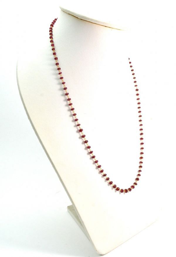  18k Solid Gold Necklace With AAA Quality in 4mm Size - Natural Ruby ,   SGGRC-092