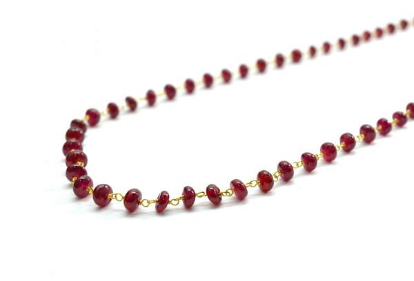  18k Solid Gold Necklace With AAA Quality in 4mm Size - Natural Ruby ,   SGGRC-092