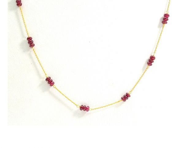  18k Solid Gold Necklace Studded With Natural Ruby Stone - 3.50 mm , SGGRC-095