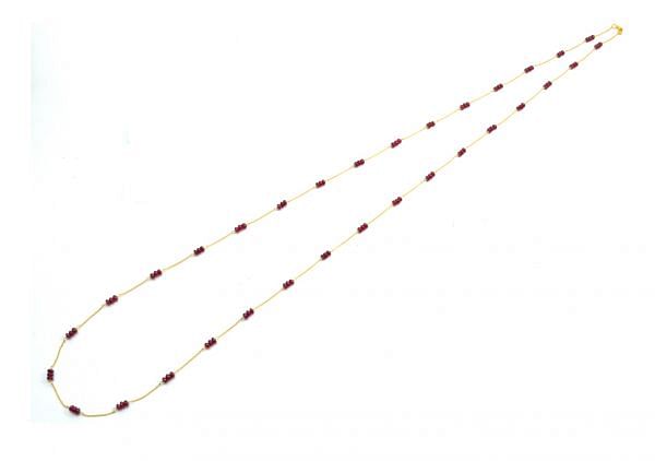  18k Solid Gold Necklace Studded With Natural Ruby Stone - 3.50 mm , SGGRC-095