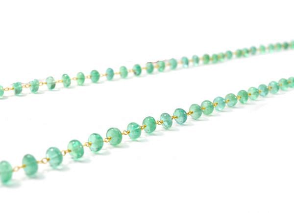  18k Solid Gold Necklace - Natural Emerald Stone,  4 - 6 mm Size, SGGRC-101