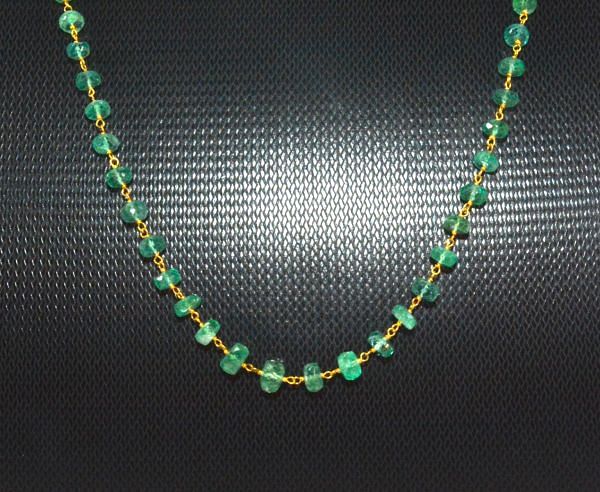  18k Solid Gold Necklace in Roundel Shape With Emerald Stone - 4.00 - 6.50 MM,  SGGRC-106
