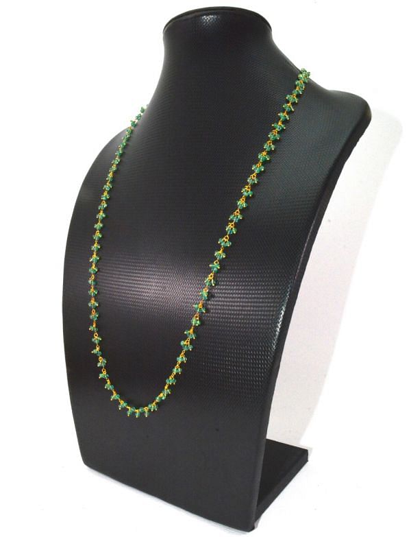  18k Solid Gold Necklace Studded With Emerald Stone in 2.50 - 3.50 mm ,  SGGRC-107