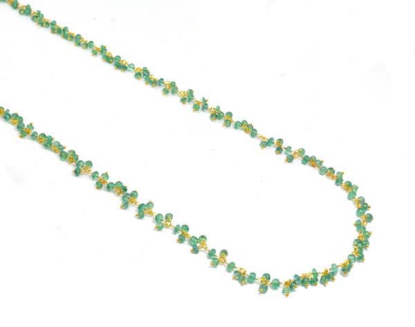  18k Solid Gold Necklace Studded With Emerald Stone in 2.50 - 3.50 mm ,  SGGRC-107