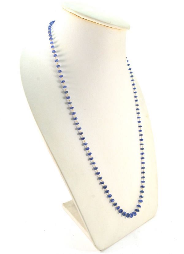  Lustrous 18k Solid Gold Necklace With Blue Sapphire , 4.00 - 6.00 MM - SGGRC-108
