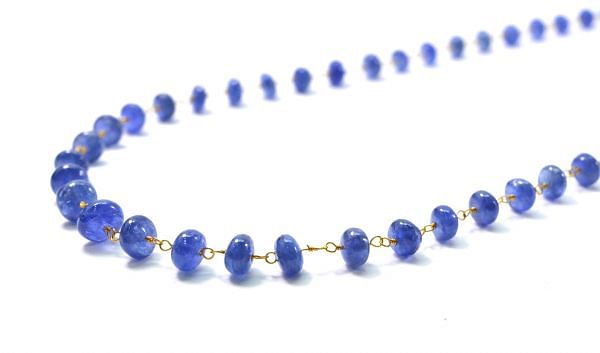 18k Solid Gold Necklace in 3.50 - 6.00 mm Size With Natural Blue Sapphire , SGGRC-109