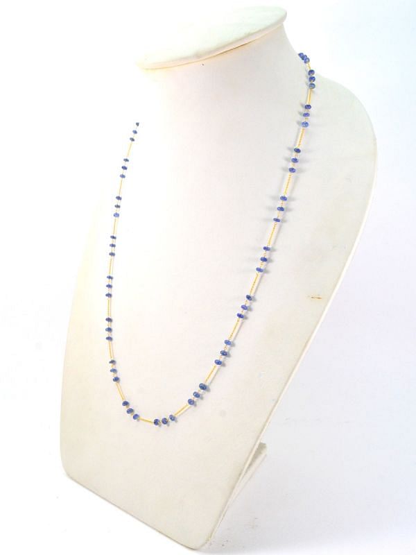  18k Solid Gold Necklace With Natural Blue Sapphire , 3.50 MM -  SGGRC-110