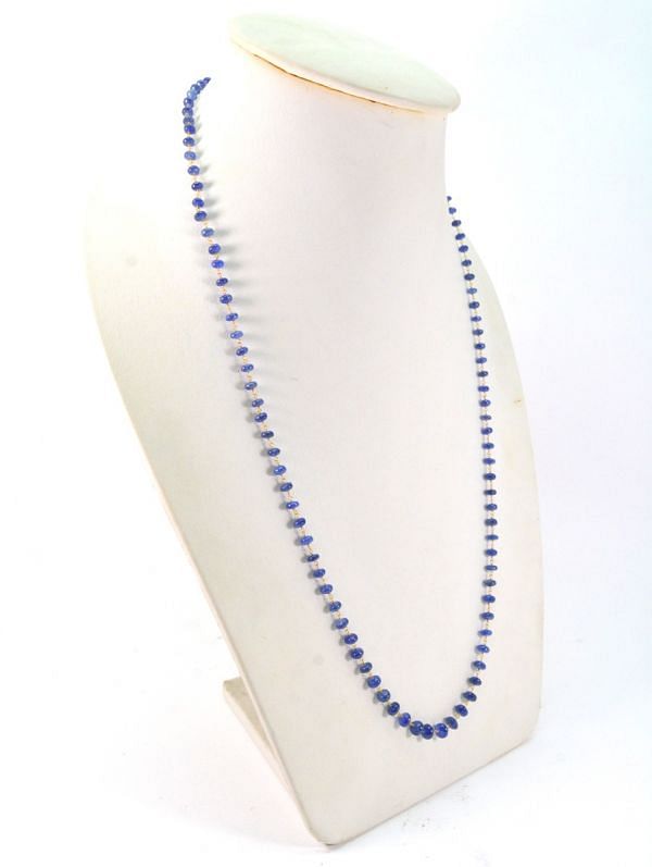 18k Solid Gold Necklace Studded With  Natural Blue Sapphire - 4-6MM , SGGRC-111