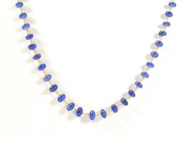  18k Solid Gold Necklace Studded With  Natural Blue Sapphire - 4-6MM , SGGRC-111
