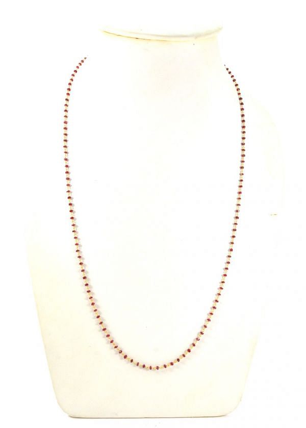  14k  Solid Gold Necklace With Ruby Stone In 2.50 MM Size  , SGGRC-117