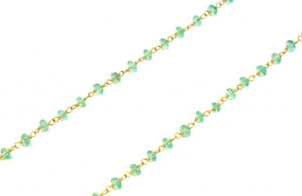 Stunning 14k Solid Yellow Gold Necklace Studded With Emerald Stone,  SGGRC-126