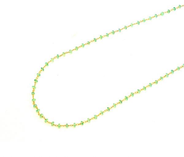 Stunning 14k Solid Yellow Gold Necklace Studded With Emerald Stone,  SGGRC-126