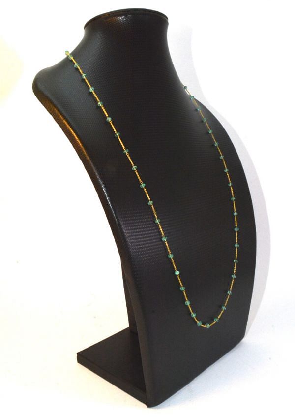  14k Solid Gold Necklace in 4.00 mm Size With Emerald Stone, SGGRC-139