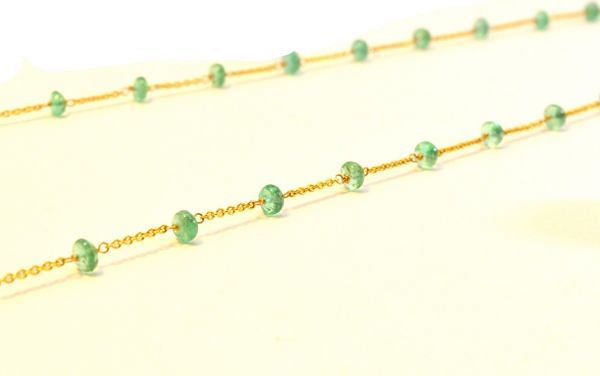  14k Solid Gold Necklace in 4.00 mm Size With Emerald Stone, SGGRC-139