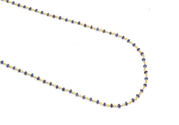  14k Solid Gold Necklace With Blue Sapphire Stone , 2.50 MM, SGGRC-131
